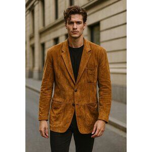 Longhi Parma Brown Suede Leather Blazer  Italian Martini Samuele Lucca Viareggio